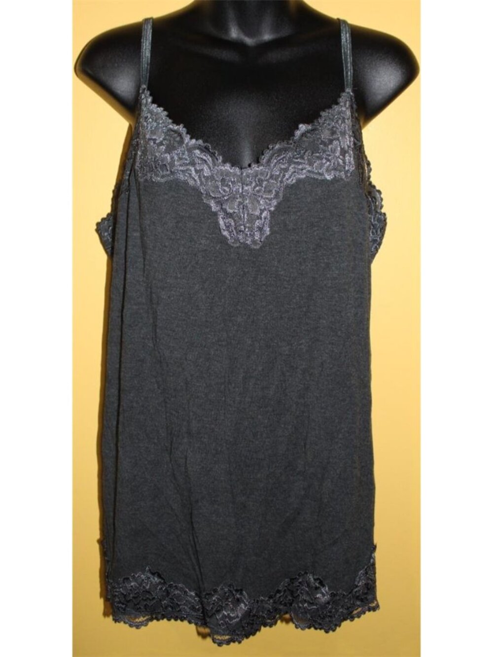 NWT Lane Bryant Dark Gray 1x Lace Trimmed Cami Tank Y2K Style 14/16